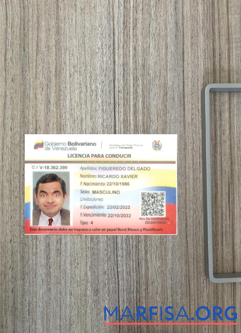 Downloadable Venezuela driving license 2022 present photolook real example